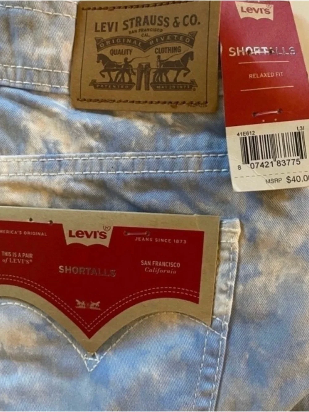 Levi’s Overall Shorts, Denim, Cloud Blue & White, Girls Classic 12 Casual Jean